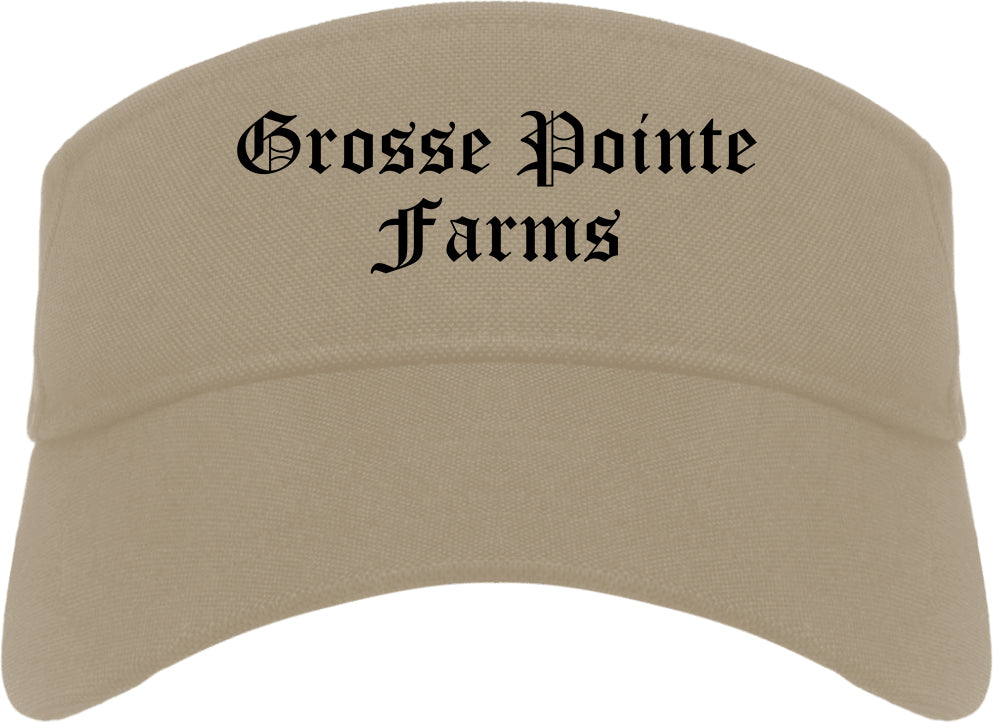 Grosse Pointe Farms Michigan MI Old English Mens Visor Cap Hat Khaki