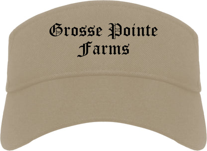 Grosse Pointe Farms Michigan MI Old English Mens Visor Cap Hat Khaki