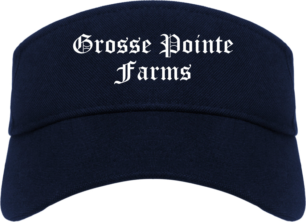 Grosse Pointe Farms Michigan MI Old English Mens Visor Cap Hat Navy Blue