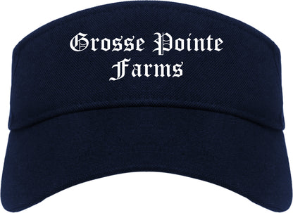 Grosse Pointe Farms Michigan MI Old English Mens Visor Cap Hat Navy Blue