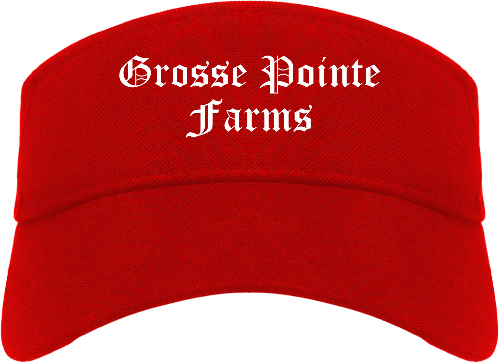 Grosse Pointe Farms Michigan MI Old English Mens Visor Cap Hat Red