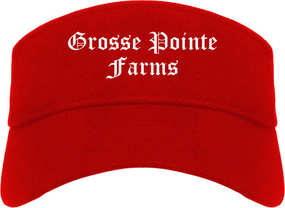 Grosse Pointe Farms Michigan MI Old English Mens Visor Cap Hat Red