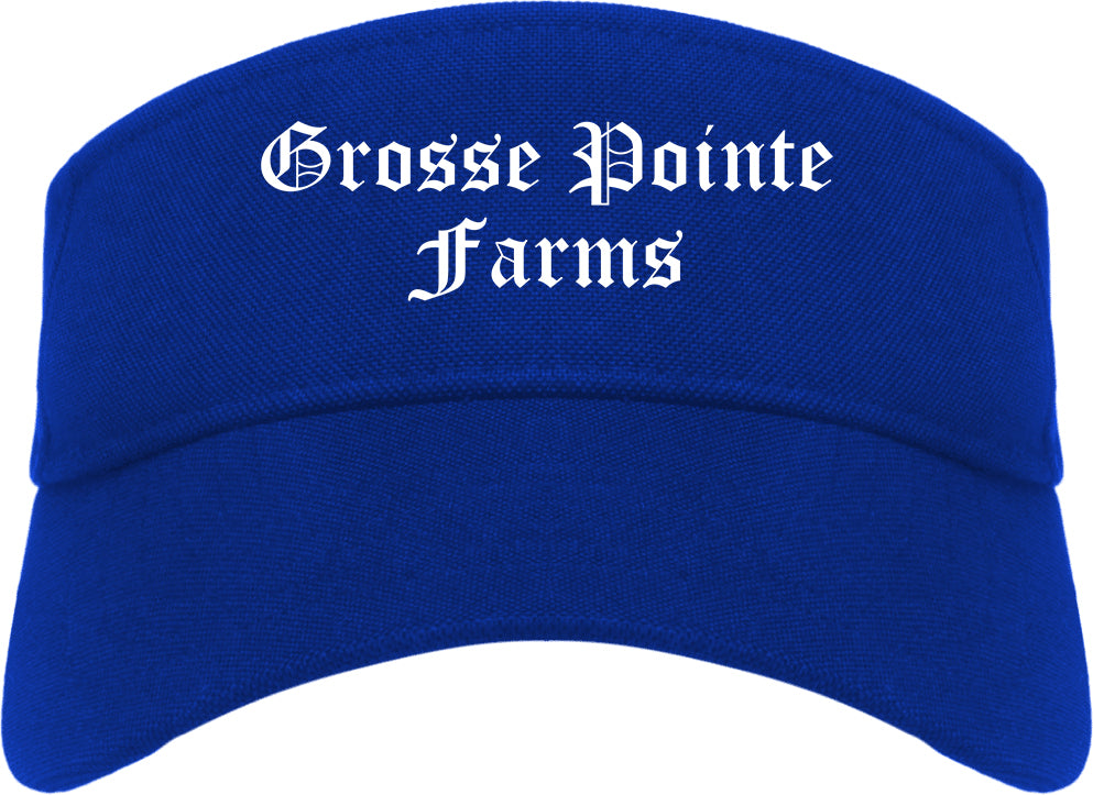 Grosse Pointe Farms Michigan MI Old English Mens Visor Cap Hat Royal Blue