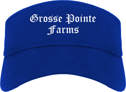 Grosse Pointe Farms Michigan MI Old English Mens Visor Cap Hat Royal Blue