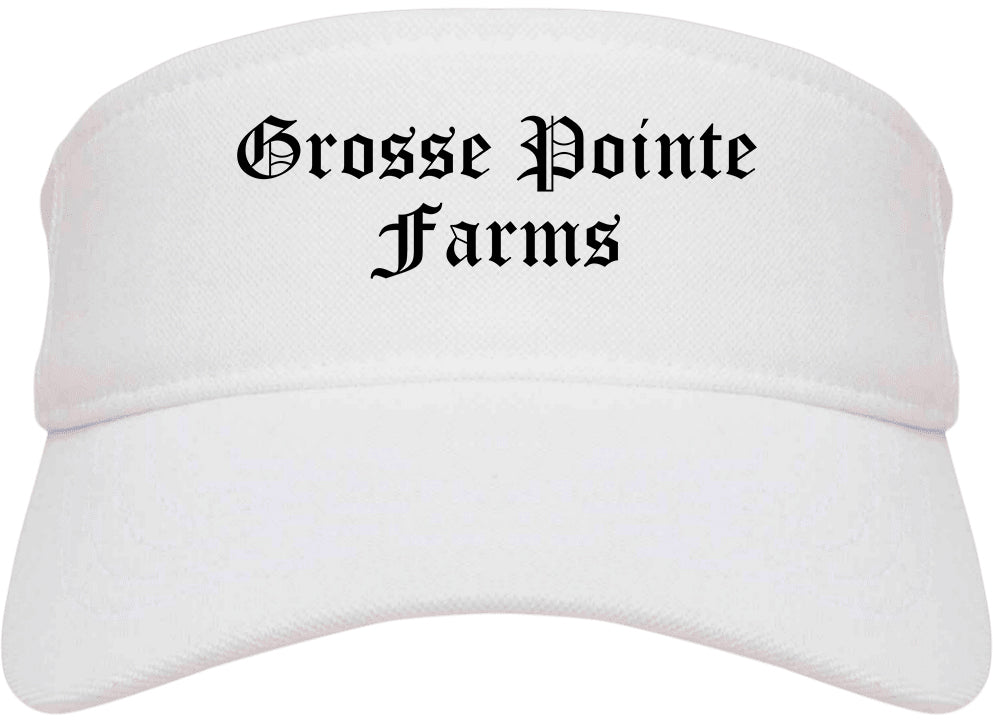 Grosse Pointe Farms Michigan MI Old English Mens Visor Cap Hat White