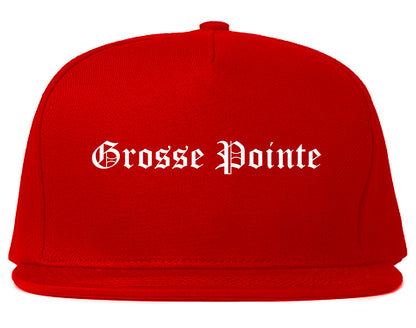 Grosse Pointe Michigan MI Old English Mens Snapback Hat Red