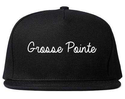 Grosse Pointe Michigan MI Script Mens Snapback Hat Black