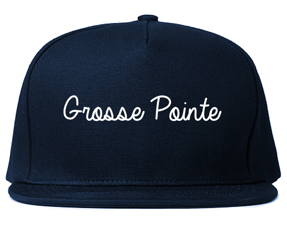 Grosse Pointe Michigan MI Script Mens Snapback Hat Navy Blue