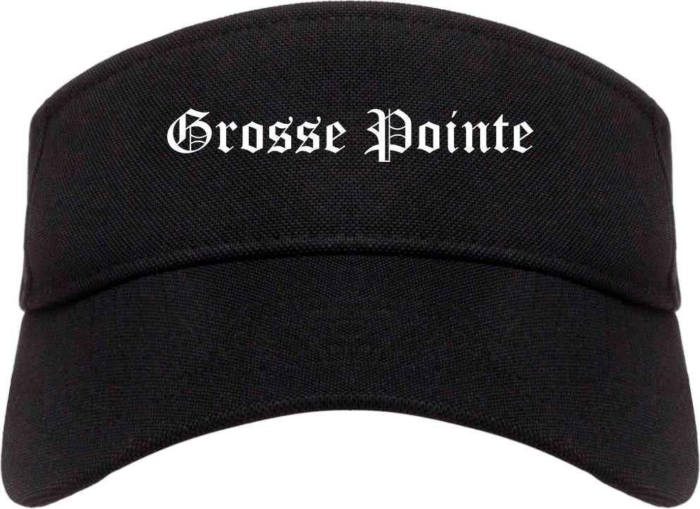 Grosse Pointe Michigan MI Old English Mens Visor Cap Hat Black