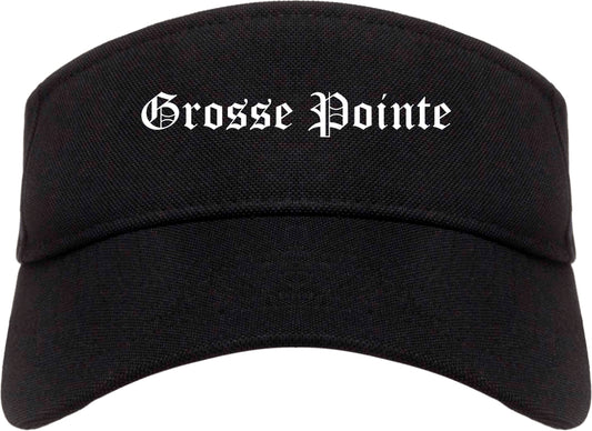 Grosse Pointe Michigan MI Old English Mens Visor Cap Hat Black