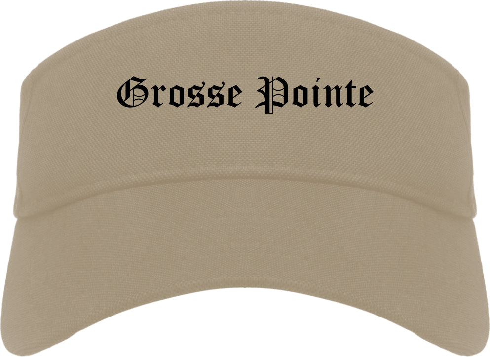 Grosse Pointe Michigan MI Old English Mens Visor Cap Hat Khaki