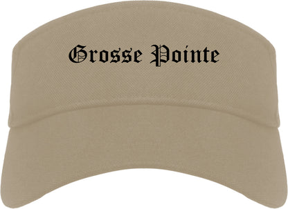Grosse Pointe Michigan MI Old English Mens Visor Cap Hat Khaki