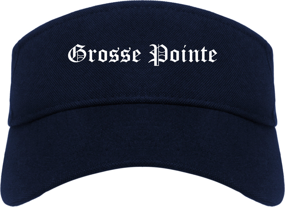 Grosse Pointe Michigan MI Old English Mens Visor Cap Hat Navy Blue