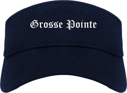 Grosse Pointe Michigan MI Old English Mens Visor Cap Hat Navy Blue