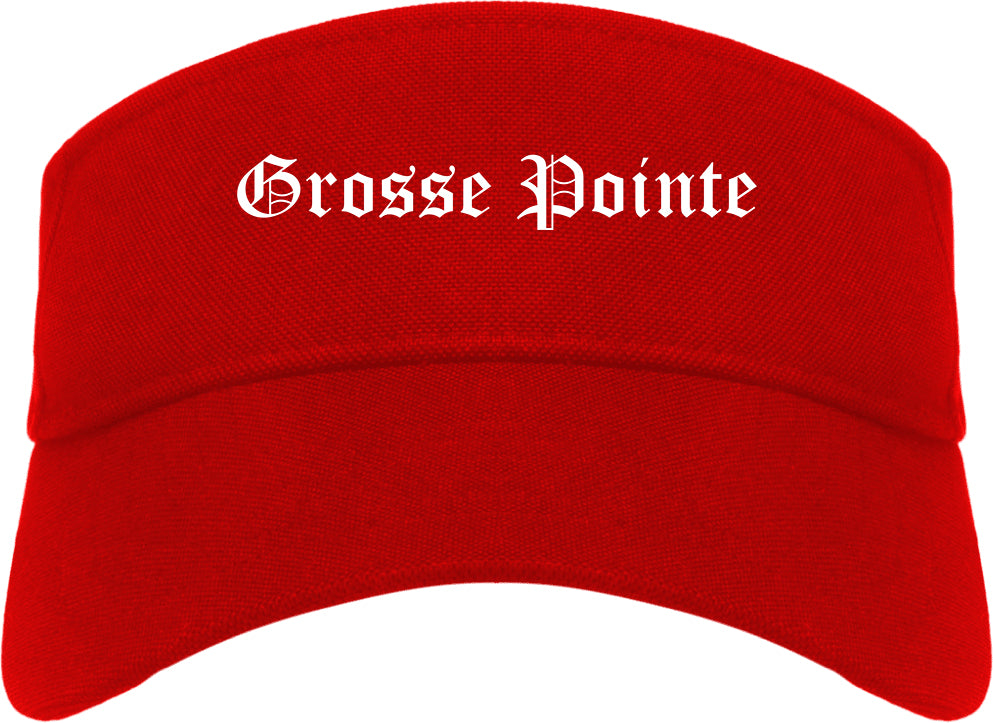 Grosse Pointe Michigan MI Old English Mens Visor Cap Hat Red