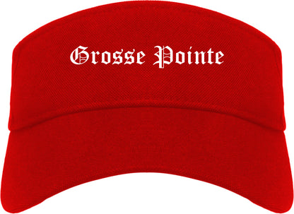 Grosse Pointe Michigan MI Old English Mens Visor Cap Hat Red