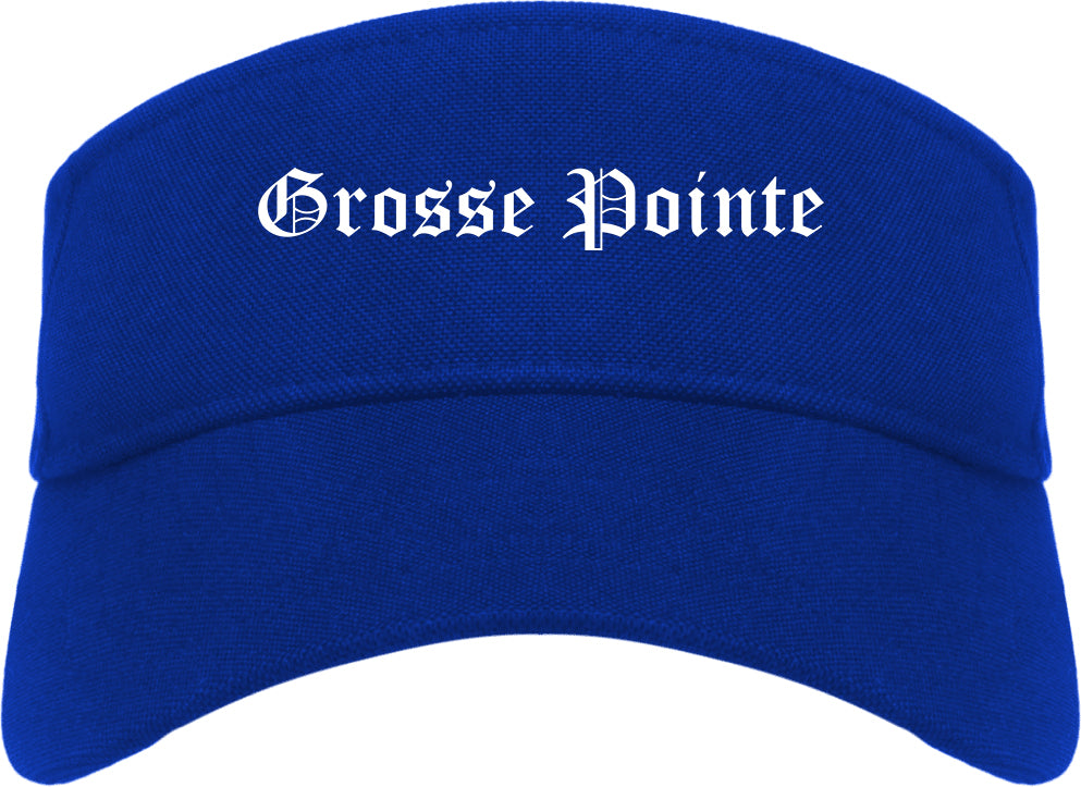 Grosse Pointe Michigan MI Old English Mens Visor Cap Hat Royal Blue