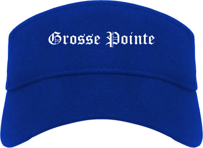 Grosse Pointe Michigan MI Old English Mens Visor Cap Hat Royal Blue