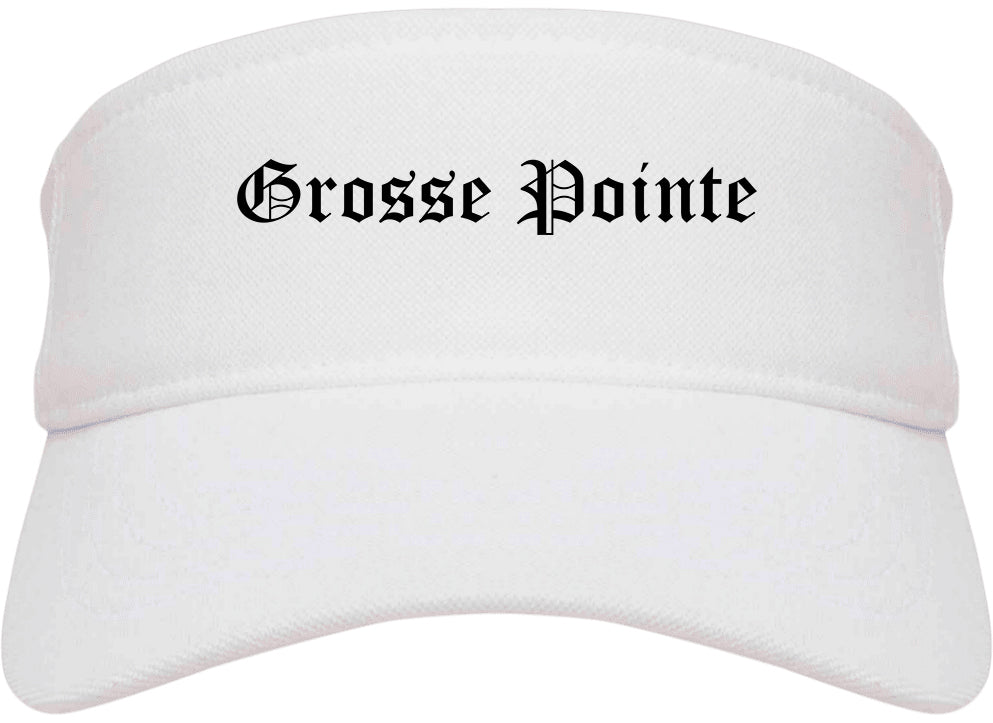 Grosse Pointe Michigan MI Old English Mens Visor Cap Hat White