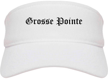 Grosse Pointe Michigan MI Old English Mens Visor Cap Hat White