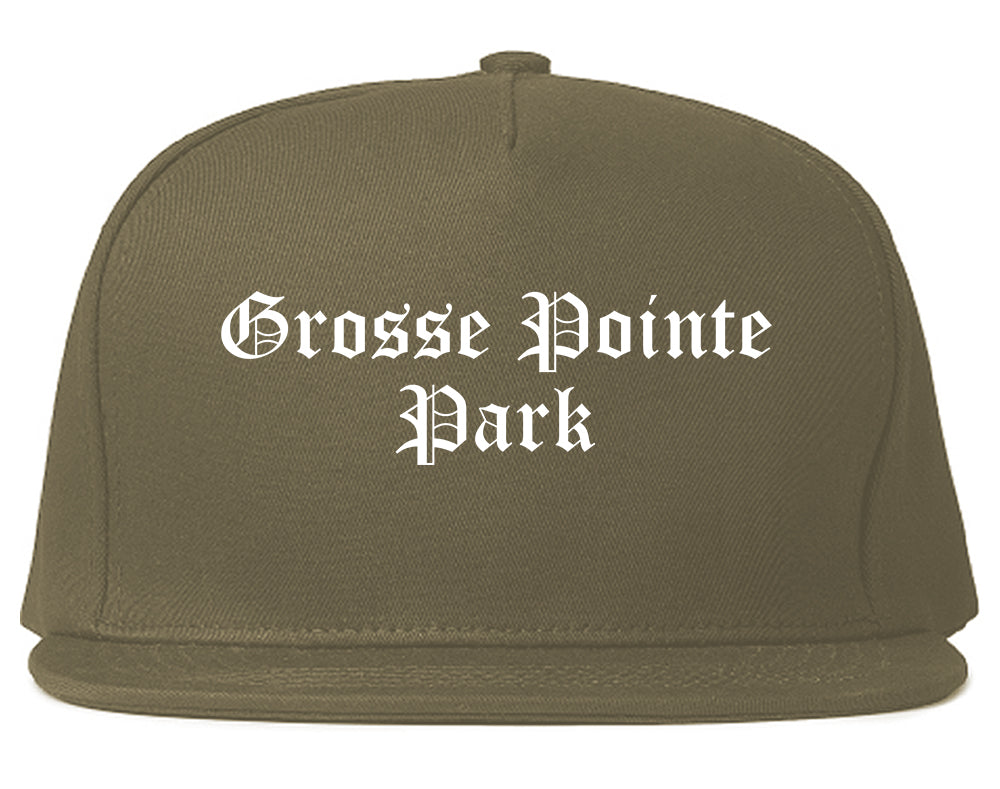 Grosse Pointe Park Michigan MI Old English Mens Snapback Hat Grey
