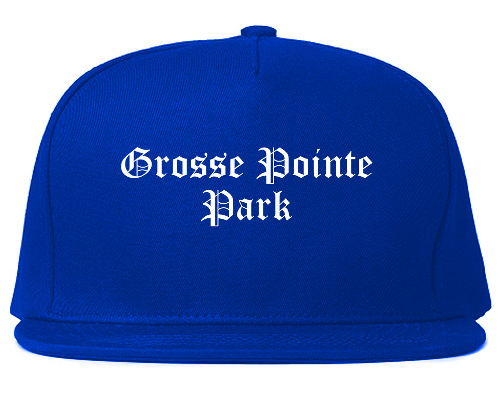 Grosse Pointe Park Michigan MI Old English Mens Snapback Hat Royal Blue