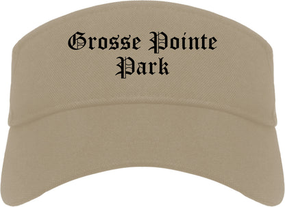 Grosse Pointe Park Michigan MI Old English Mens Visor Cap Hat Khaki