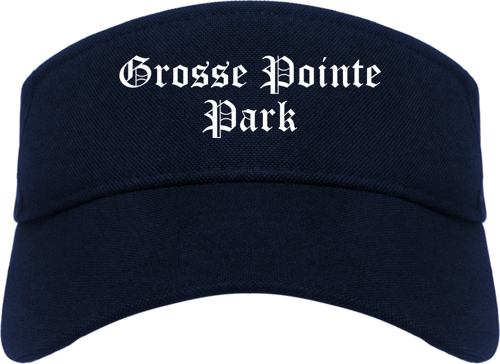 Grosse Pointe Park Michigan MI Old English Mens Visor Cap Hat Navy Blue