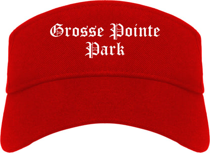 Grosse Pointe Park Michigan MI Old English Mens Visor Cap Hat Red