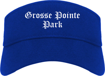 Grosse Pointe Park Michigan MI Old English Mens Visor Cap Hat Royal Blue