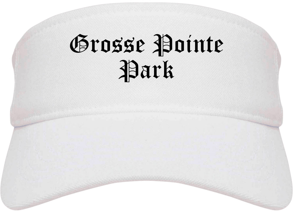 Grosse Pointe Park Michigan MI Old English Mens Visor Cap Hat White