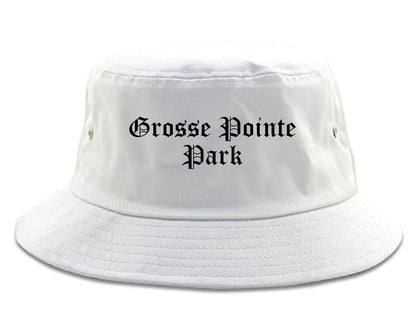 Grosse Pointe Park Michigan MI Old English Mens Bucket Hat White