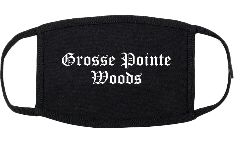 Grosse Pointe Woods Michigan MI Old English Cotton Face Mask Black