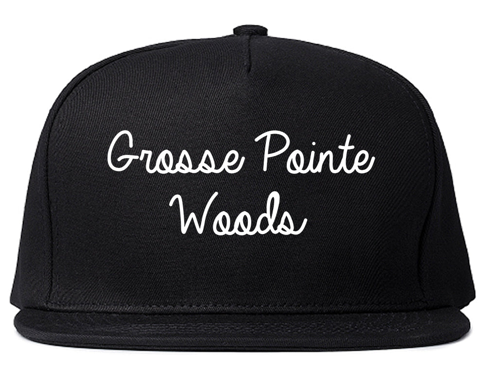 Grosse Pointe Woods Michigan MI Script Mens Snapback Hat Black