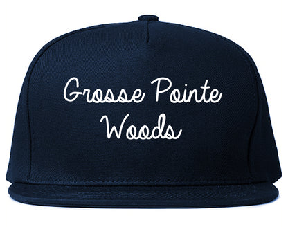 Grosse Pointe Woods Michigan MI Script Mens Snapback Hat Navy Blue