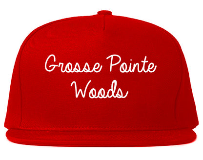 Grosse Pointe Woods Michigan MI Script Mens Snapback Hat Red