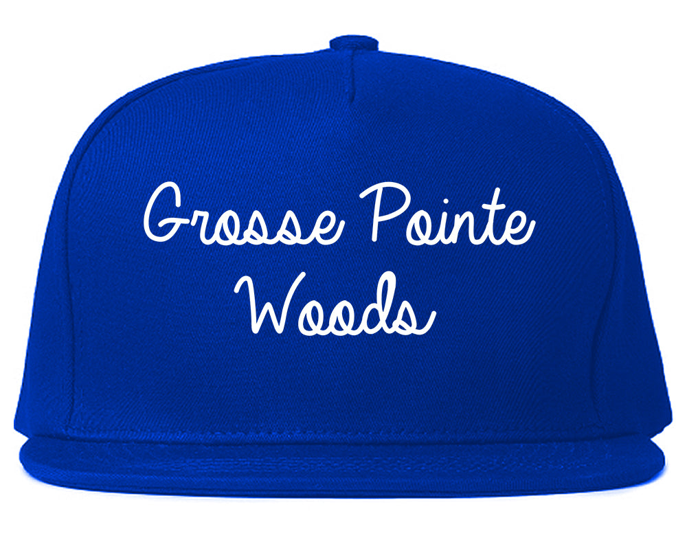 Grosse Pointe Woods Michigan MI Script Mens Snapback Hat Royal Blue