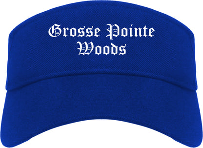 Grosse Pointe Woods Michigan MI Old English Mens Visor Cap Hat Royal Blue