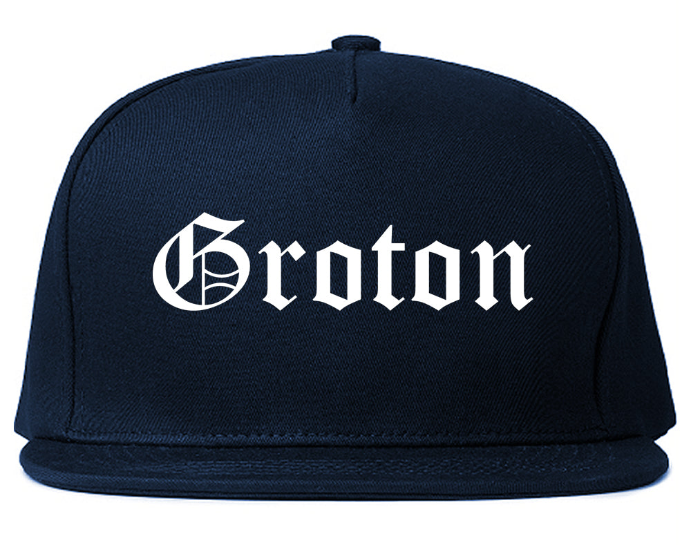 Groton Connecticut CT Old English Mens Snapback Hat Navy Blue