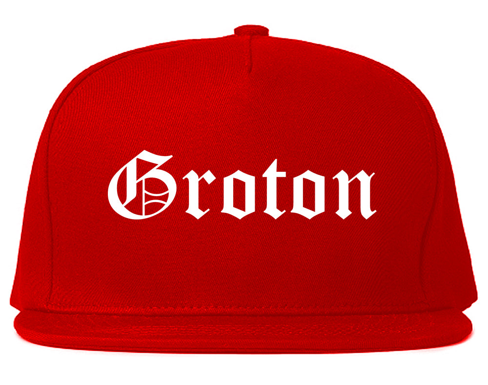 Groton Connecticut CT Old English Mens Snapback Hat Red