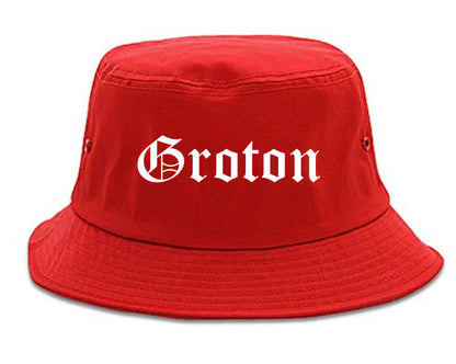 Groton Connecticut CT Old English Mens Bucket Hat Red