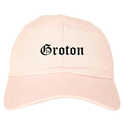 Groton Connecticut CT Old English Mens Dad Hat Baseball Cap Pink