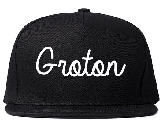 Groton Connecticut CT Script Mens Snapback Hat Black