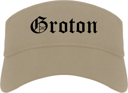 Groton Connecticut CT Old English Mens Visor Cap Hat Khaki