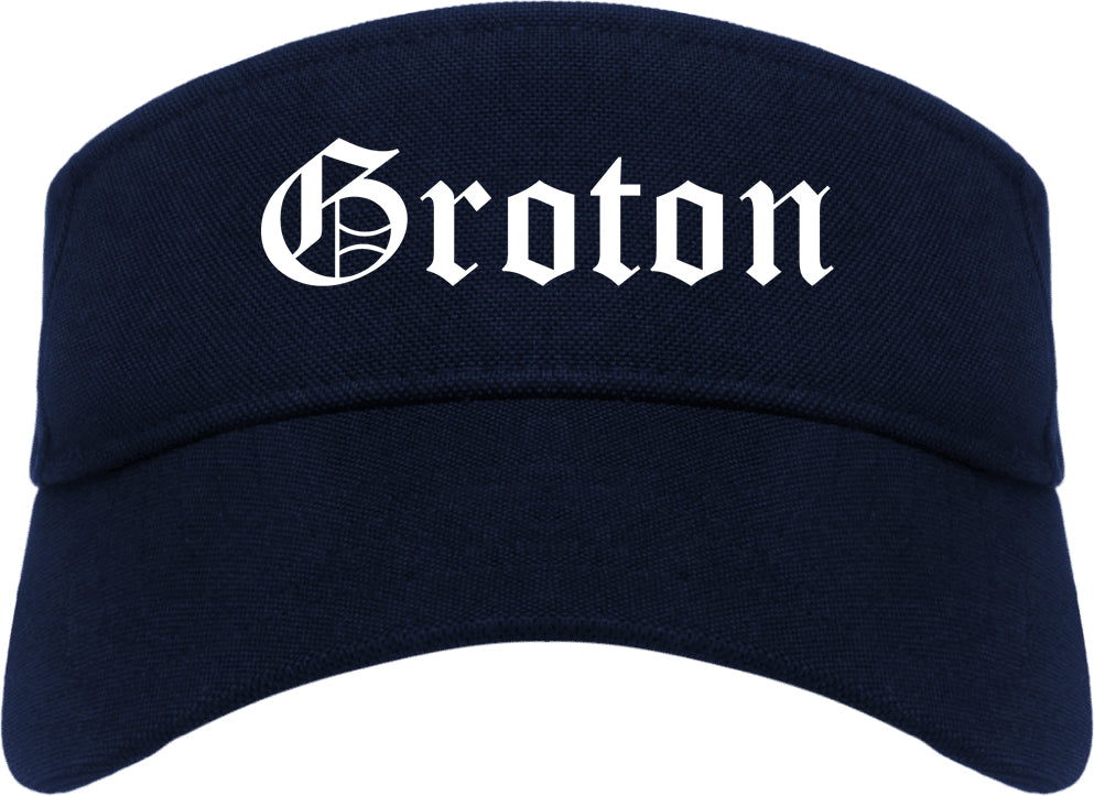 Groton Connecticut CT Old English Mens Visor Cap Hat Navy Blue