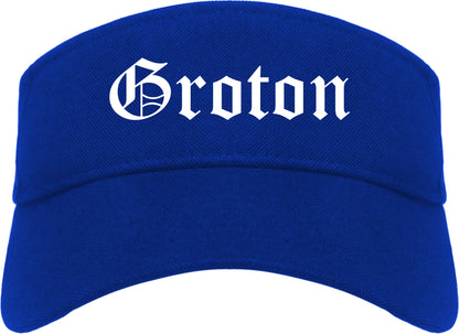 Groton Connecticut CT Old English Mens Visor Cap Hat Royal Blue