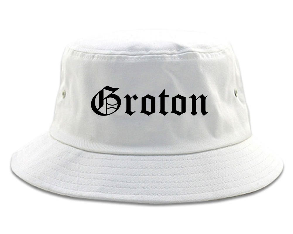 Groton Connecticut CT Old English Mens Bucket Hat White