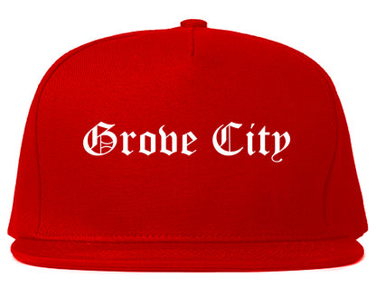 Grove City Ohio OH Old English Mens Snapback Hat Red