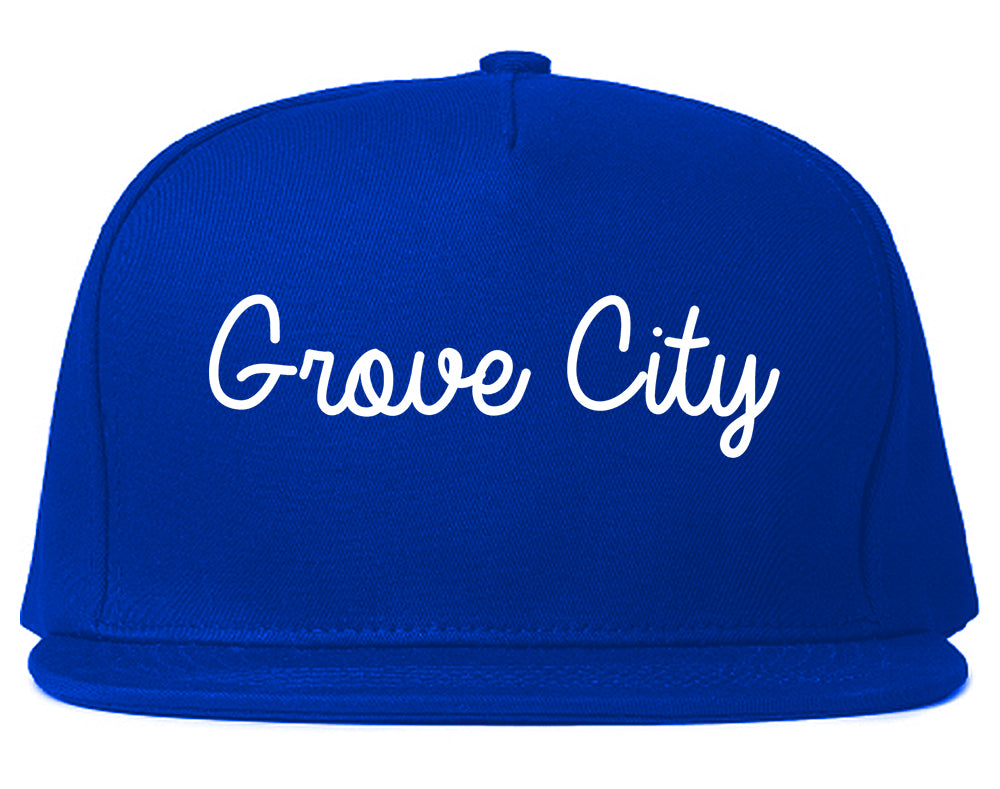 Grove City Ohio OH Script Mens Snapback Hat Royal Blue