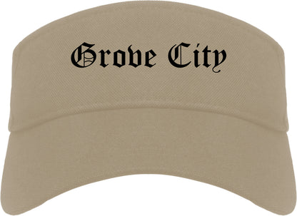 Grove City Ohio OH Old English Mens Visor Cap Hat Khaki
